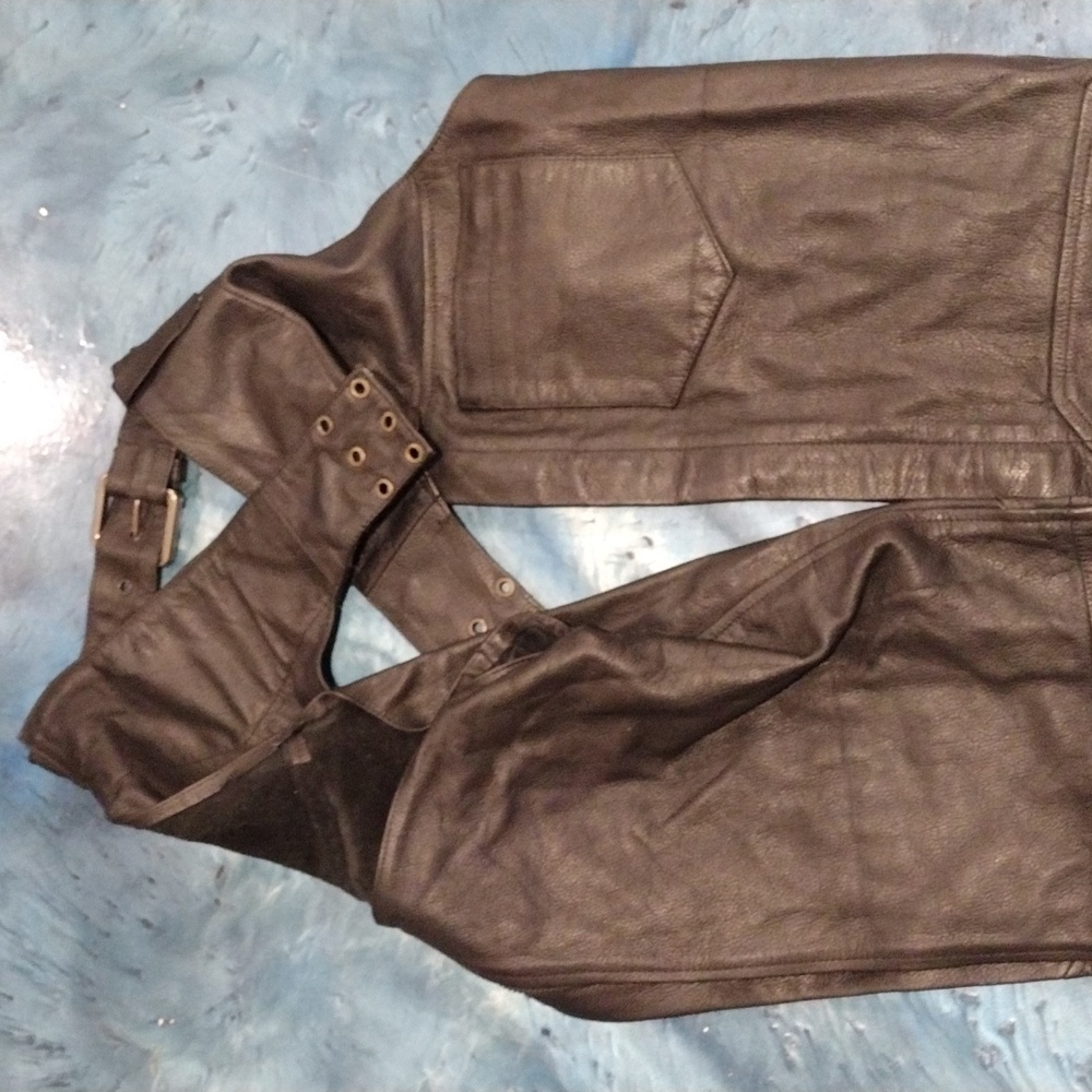 BLACK BRAND MOTORCYCLE CLOTHING WOMEN'S XL CHAPS BUFFALO LEATHER - Picture 12 of 12